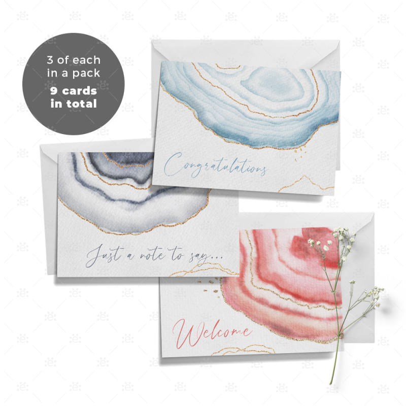 Gemstone Card Set - Congrats / Just To Say Welcome (Set Of 9 Cards 3 Each) Gift Cards