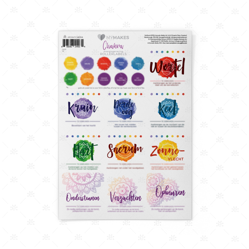 MyMakes: Chakra Energy Healing - Label Sheet - DUTCH Labels