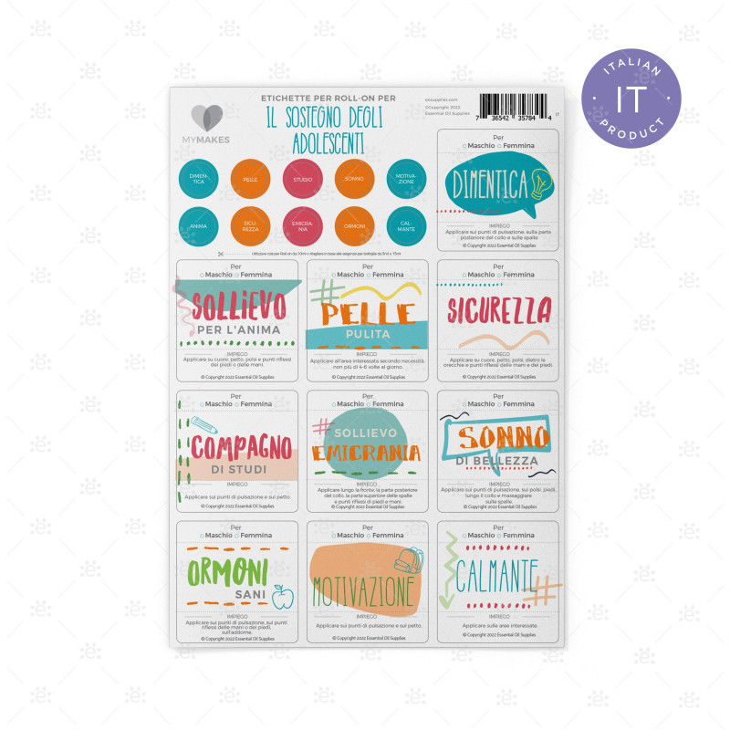 Mymakes:  Supporting Teens - Label Sheet Italian Labels