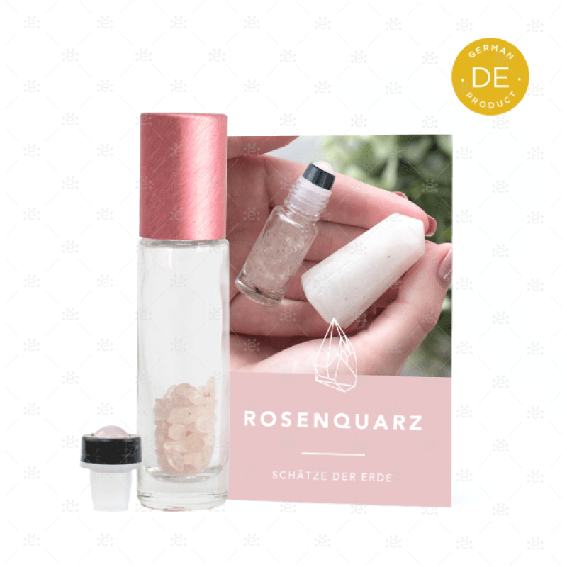 Rose Quartz Gemstone Roller Bottle Set - German Glass