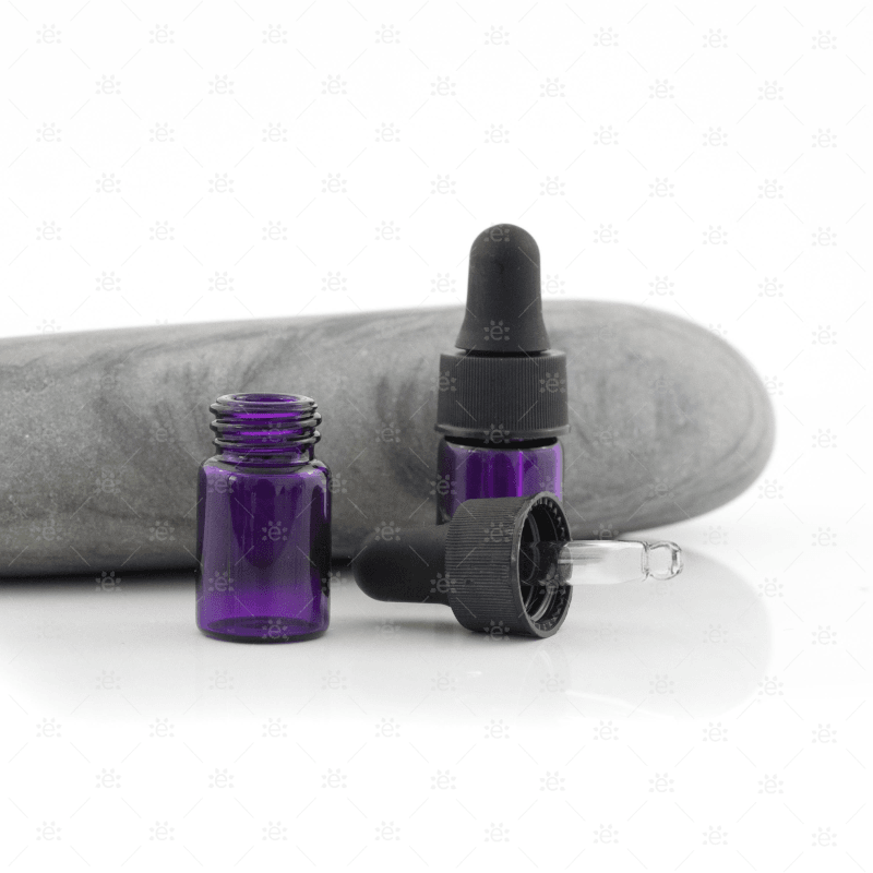 5/8 (2Ml) Dram Purple Glass Dropper Bottles (5 Pack)