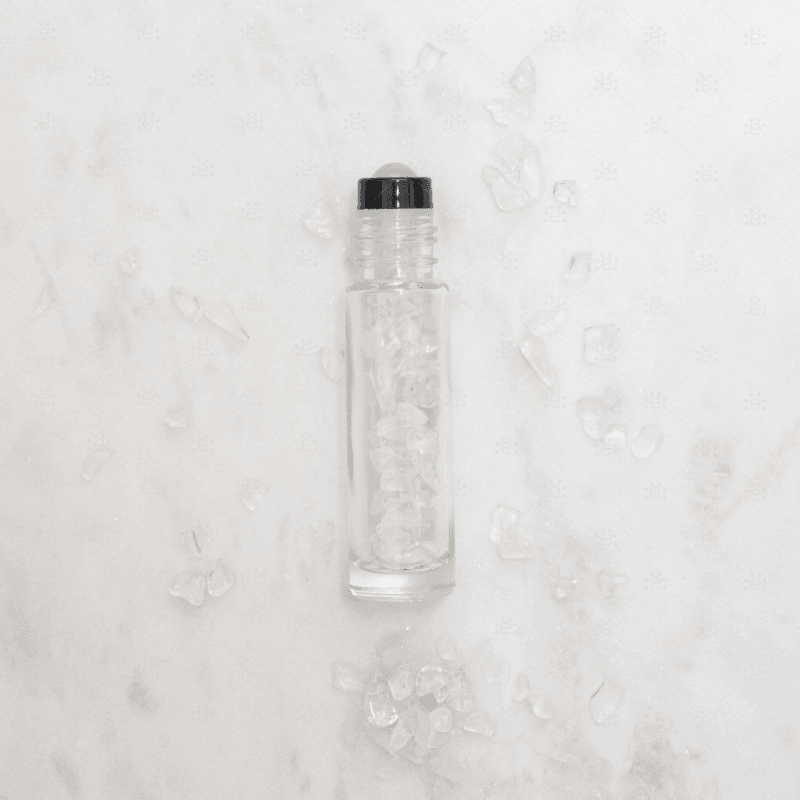 Clear Quartz Gemstone Roller Bottle Set Glass