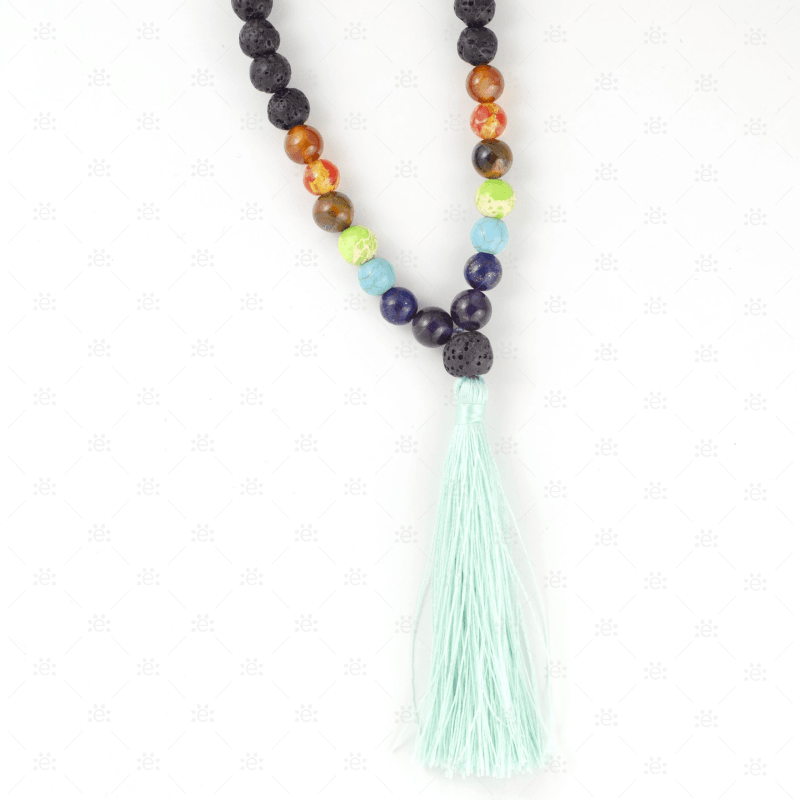 Manita : Turquoise Lava & Gemstone Tassel Diffuser Necklace