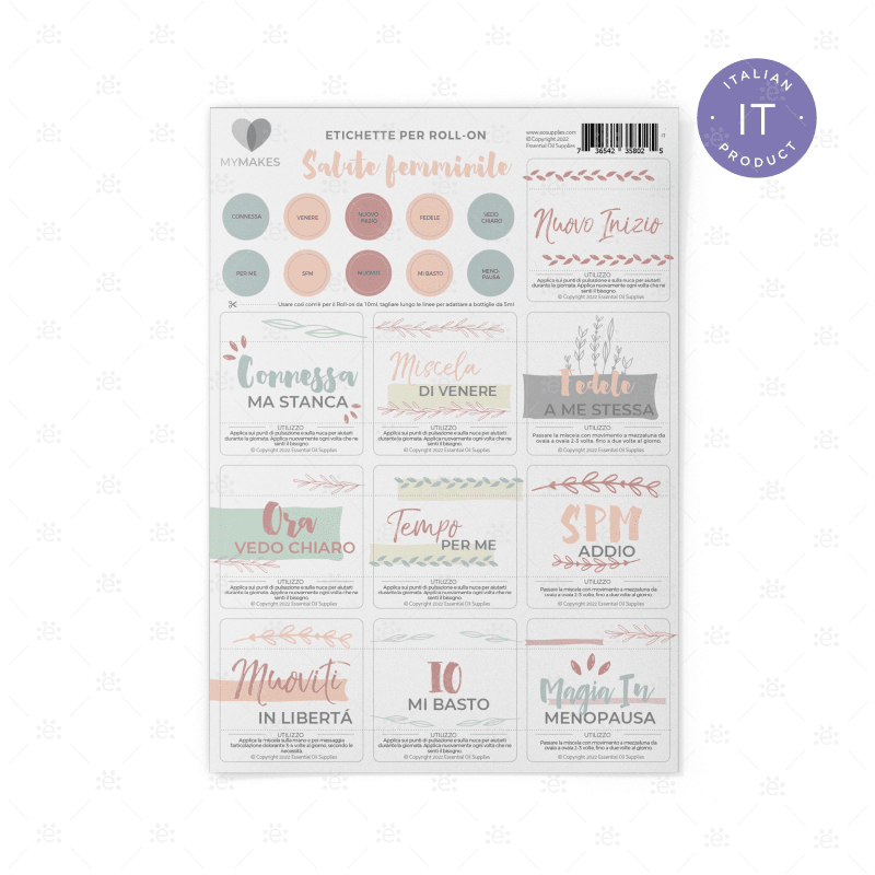 Mymakes:  Womens Health - Label Sheet (Italian It) Labels