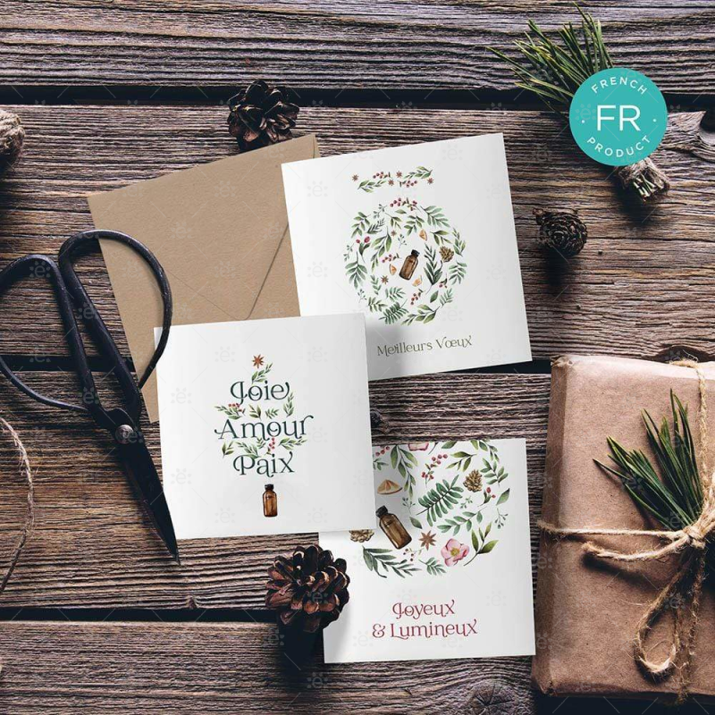 Season Greetings Christmas Cards (6 Pack) French